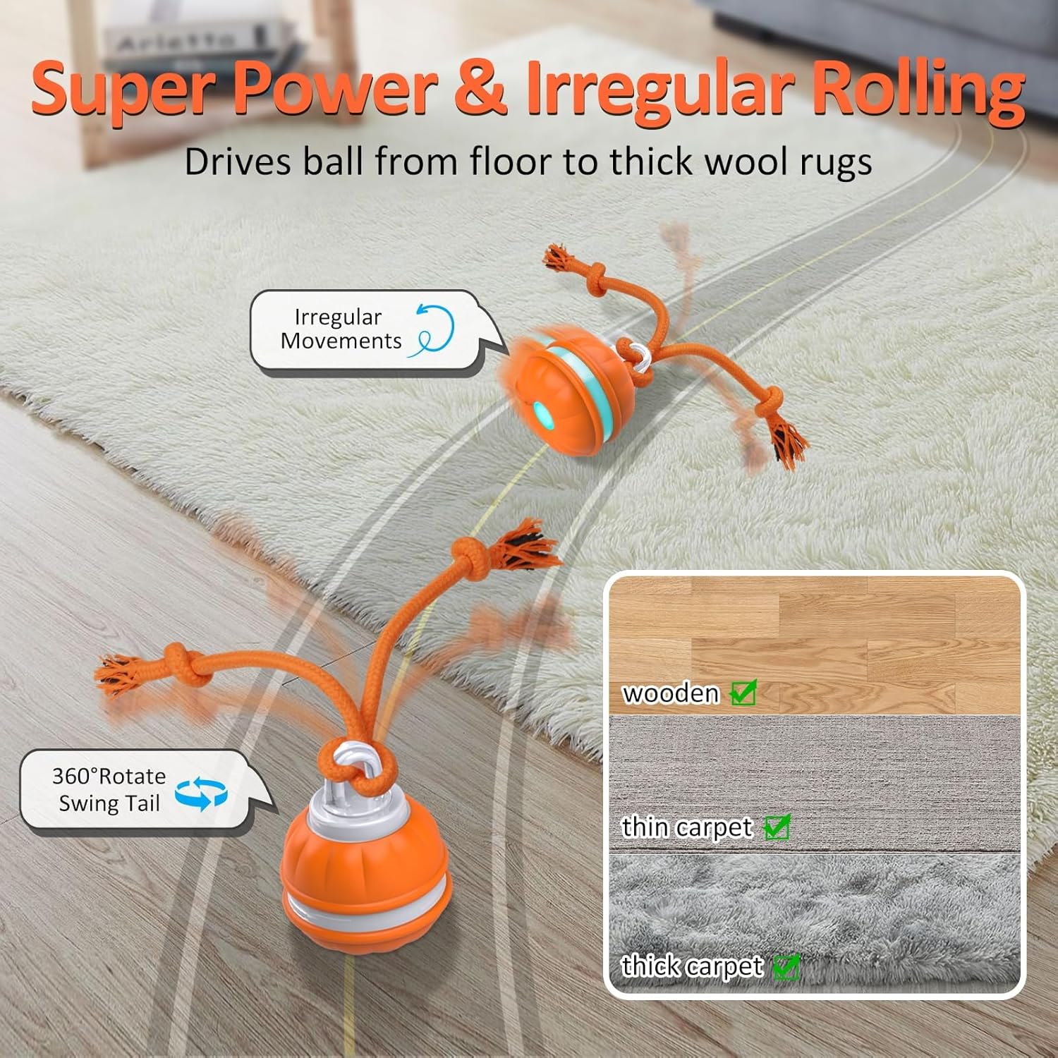 Interactive Smart Dog Ball with Swing Rope Tail