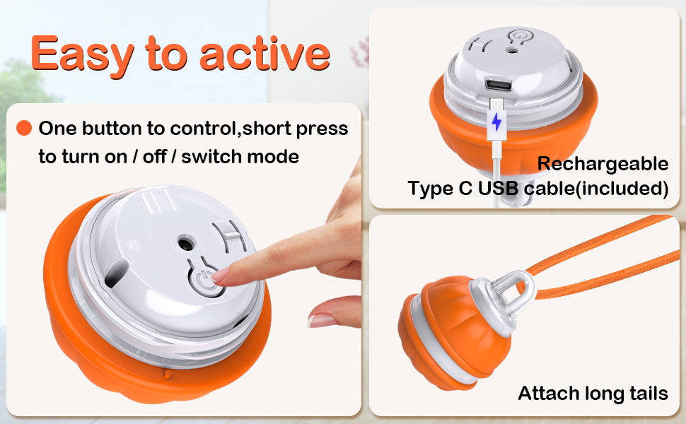 Interactive Smart Dog Ball with Swing Rope Tail