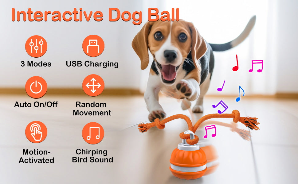 Interactive Smart Dog Ball with Swing Rope Tail