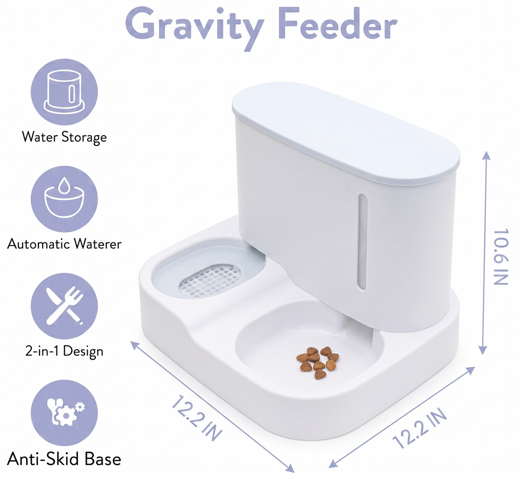 2-in-1 Premium Gravity Pet Feeder & Water Dispenser